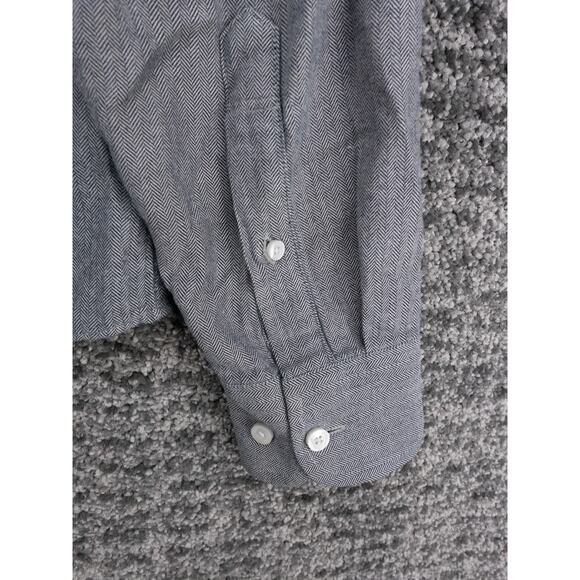 UNTUCKit Shirt Mens Medium Slim Fit Gray Herringbone Flannel Long Sleeve Preppy - Picture 10 of 10